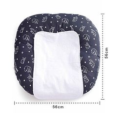 Babyhug 100% Cotton Premium Baby Lounger With Waterproof Sheet Geometric Animals Print - Black