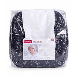 Babyhug 100% Cotton Premium Baby Lounger With Waterproof Sheet Geometric Animals Print - Black