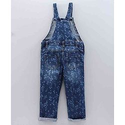 Babyhug Dungaree with Full Sleeves Inner Tee Leaf Print - Blue Pink