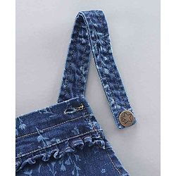 Babyhug Dungaree with Full Sleeves Inner Tee Leaf Print - Blue Pink