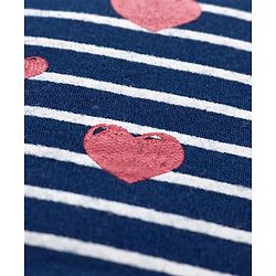 Babyhug 100% Cotton Cap, Mitten & Booties Striped Print Navy Blue - Diameter 10.5 cm