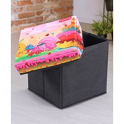 Babyhug Sto-Sit Foldable Storage Box  Cake Land - Pink & Black