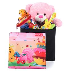 Babyhug Sto-Sit Foldable Storage Box  Cake Land - Pink & Black