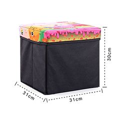 Babyhug Sto-Sit Foldable Storage Box  Cake Land - Pink & Black