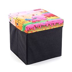 Babyhug Sto-Sit Foldable Storage Box  Cake Land - Pink & Black