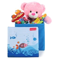 Babyhug Sto-Sit Foldable Storage Box  Fish Print - Blue