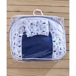 Babyhug 100% Cotton Mosquito Net Bedding Set Desert Print - Blue