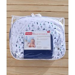 Babyhug 100% Cotton Mosquito Net Bedding Set Desert Print - Blue