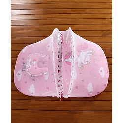 Babyhug Mosquito Net Set With Mattress Unicorn Print - Pink