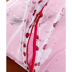 Babyhug Mosquito Net Set With Mattress Unicorn Print - Pink
