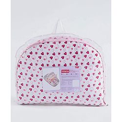 Babyhug Mosquito Net Set With Mattress Unicorn Print - Pink