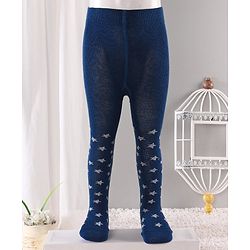 Cute Walk by Babyhug Antibacterial Footed Tights Star Design - Navy Blue