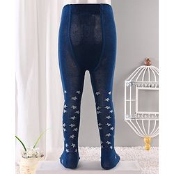 Cute Walk by Babyhug Antibacterial Footed Tights Star Design - Navy Blue