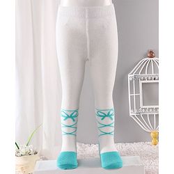 Cute Walk by Babyhug Antibacterial Footed Tights - Off White Blue