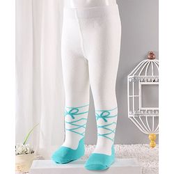 Cute Walk by Babyhug Antibacterial Footed Tights - Off White Blue