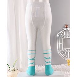 Cute Walk by Babyhug Antibacterial Footed Tights - Off White Blue