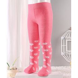 Cute Walk by Babyhug Antibacterial Footed Tights Floral Print - Pink