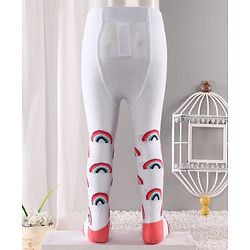 Cute Walk by Babyhug Antibacterial Footed Tights Rainbow Design - White Pink
