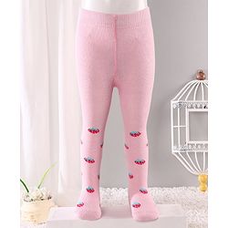 Cute Walk by Babyhug Antibacterial Footed Tights Strawberry Design - Pink