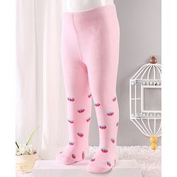 Cute Walk by Babyhug Antibacterial Footed Tights Strawberry Design - Pink