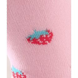 Cute Walk by Babyhug Antibacterial Footed Tights Strawberry Design - Pink