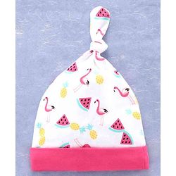Babyhug 100% Cotton Cap Mitten & Booties Pink - Diameter 11.5 cm