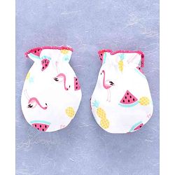 Babyhug 100% Cotton Cap Mitten & Booties Pink - Diameter 11.5 cm