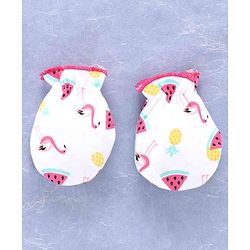 Babyhug 100% Cotton Cap Mitten & Booties Pink - Diameter 11.5 cm