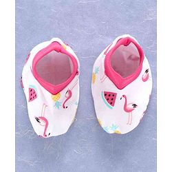 Babyhug 100% Cotton Cap Mitten & Booties Pink - Diameter 11.5 cm