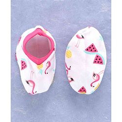 Babyhug 100% Cotton Cap Mitten & Booties Pink - Diameter 11.5 cm