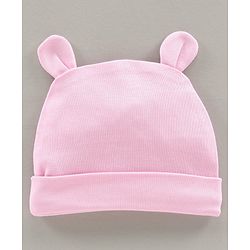 Babyhug 100% Cotton Cap Bear Print Pink - Diameter 9.5 cm
