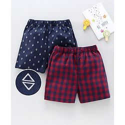 Babyhug 100% Cotton Boxers Pack of 2 - Navy Blue Red