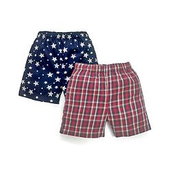 Babyhug 100% Cotton Boxers Star Print Pack of 2 - Blue Red