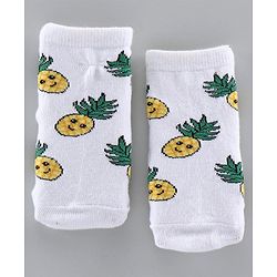 Cute Walk by Babyhug Anti-bacterial Ankle Length Socks Pineapple Design Pack of 3 - White Pink