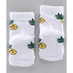 Cute Walk by Babyhug Anti-bacterial Ankle Length Socks Pineapple Design Pack of 3 - White Pink