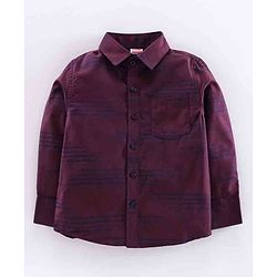 Babyhug Full Sleeves Shirt with Bow & Trouser Set - Maroon Blue