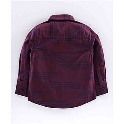Babyhug Full Sleeves Shirt with Bow & Trouser Set - Maroon Blue