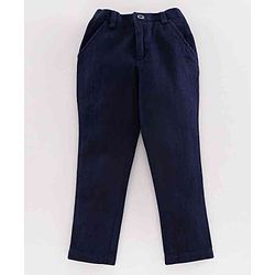 Babyhug Full Sleeves Shirt with Bow & Trouser Set - Maroon Blue