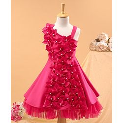 Babyhug Sleeveless Party Frock Floral Detail - Pink