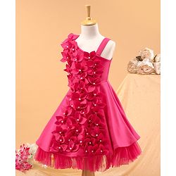 Babyhug Sleeveless Party Frock Floral Detail - Pink