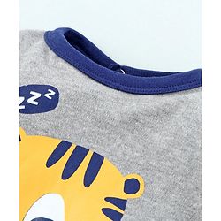 Babyhug Full Sleeves Footed Sleep Suit Striped Print - Blue