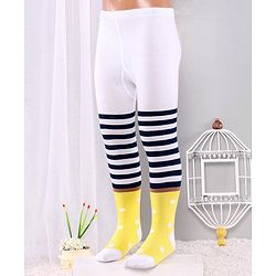 Cute Walk By Babyhug Antibacterial Striped Footed Tights - Yellow