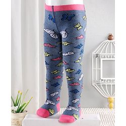Cutewalk By Babyhug Anti Bacterial Footed Tights Butterfly Design - Multicolor