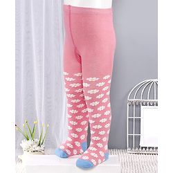 Cute Walk by Babyhug Antibacterial Footed Tights Floral Design - Pink