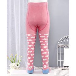 Cute Walk by Babyhug Antibacterial Footed Tights Floral Design - Pink