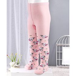 Cute Walk by Babyhug Antibacterial Footed Tights Swan Design - Pink