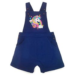 Babyhug Glitter Print Dungaree With Half Sleeves Tshirt - Blue