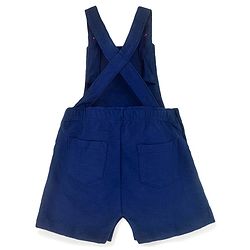 Babyhug Glitter Print Dungaree With Half Sleeves Tshirt - Blue