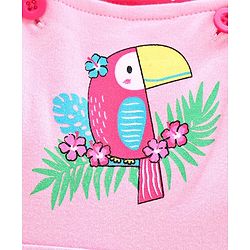 Babyhug Dungaree with Inner Tee Bird Print - Pink