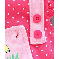 Babyhug Dungaree with Inner Tee Bird Print - Pink